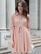 Romwe Lapel With Pockets Buttons Shirt Dress