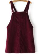 Romwe Burgundy Corduroy Overall Dress With Pocket