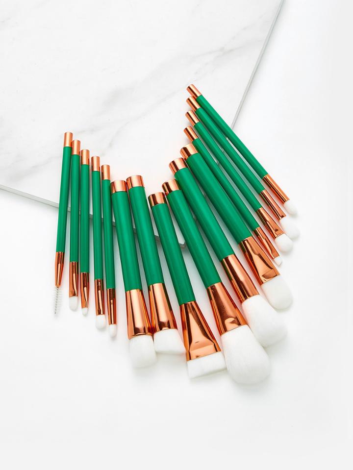 Romwe Color Block Makeup Brush 15pcs