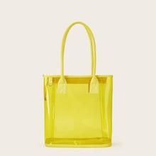 Romwe Zipper Detail Clear Tote Bag