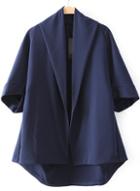 Romwe Batwing Sleeve Loose Navy Trench Coat