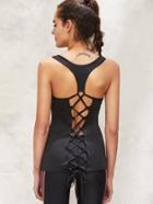 Romwe Active Lace Up Back Sports Top
