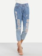 Romwe Ripped Ombre Ankle Jeans