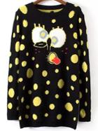 Romwe Spongebob Print Black Sweater