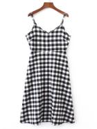 Romwe Checkerboard Zipper Back Cami Dress