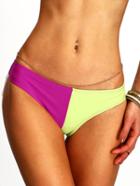 Romwe Pink-green Color Block Low-rise Bikini Bottoms