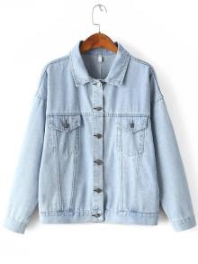 Romwe Dropped Shoulder Boyfriend Denim Jacket