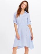 Romwe Roll Tab Sleeve Pinstripe Dress