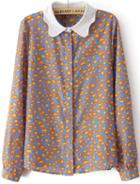 Romwe Wave Collar With Buttons Leopard Print Blouse