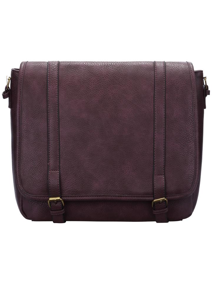 Romwe Purplish Red Magnetic Buckle Pu Satchel Bag