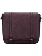 Romwe Purplish Red Magnetic Buckle Pu Satchel Bag