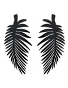 Romwe Gothic Punk Black Acrylic Leaf Shape Long Earrings