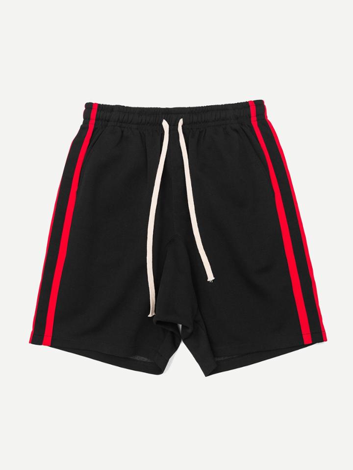 Romwe Tape Detail Drawstring Short