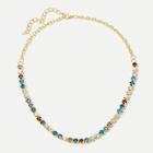 Romwe Color-block Rhinestone Engraved Chain Necklace 1pc