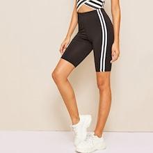 Romwe Side Striped Cycling Shorts
