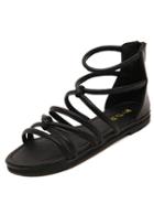 Romwe Black Ankle Strap Flats Sandals