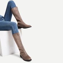 Romwe Zipper Front Calf Length Boots
