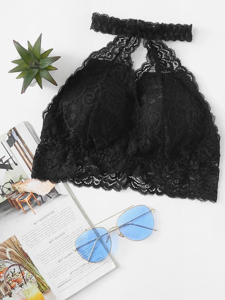 Romwe Lace Cut Out Choker Detail Top