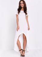 Romwe White Short Sleeve High Low Dress