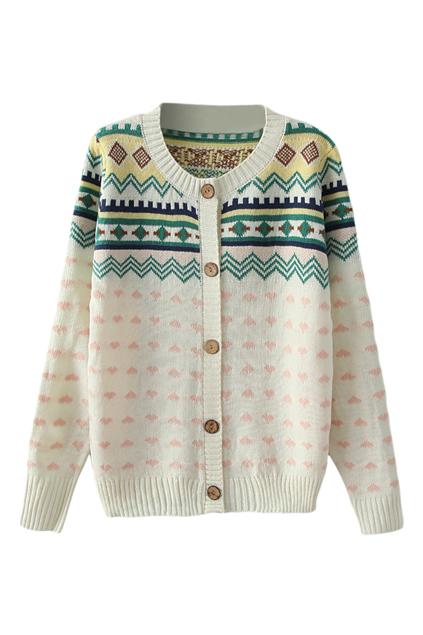 Romwe Heart Knitted Yellow Cardigan
