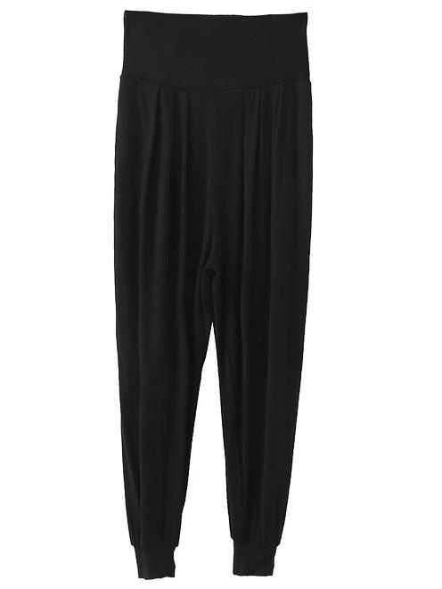 Romwe Black High Waist Knit Harem Pants