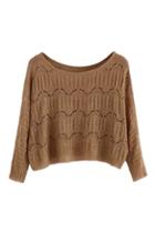 Romwe Hollow Knitted Midriff Loose Jumper