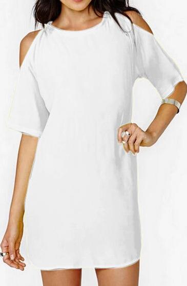 Romwe Off-shoulder Loose Chiffon White Dress
