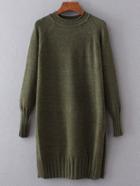 Romwe Green Ribbed Trim Long Sweater