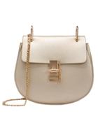 Romwe Faux Leather Chain Saddle Bag - Gold