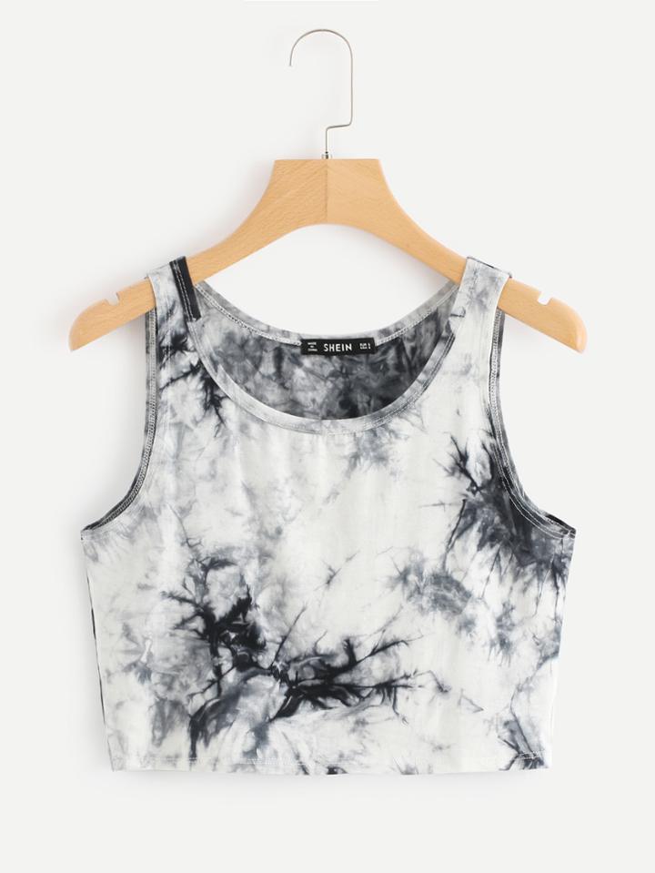 Romwe Tie Dye Crop Tank Top