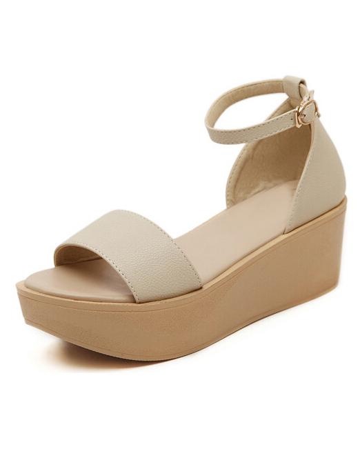 Romwe Beige Strappy Slingbacks Heavy-bottomed Sandals