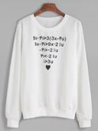 Romwe White Number Print Long Sleeve Sweatshirt