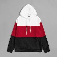 Romwe Guys Cut-and-sew Drawstring Hoodie