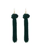 Romwe Green Long Rope Tassel Drop Earrings Bohemian
