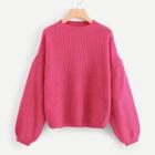 Romwe Drop Shoulder Lantern Sleeve Solid Jumper