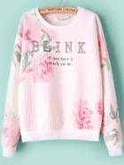 Romwe Floral Blink Print Sweatshirt