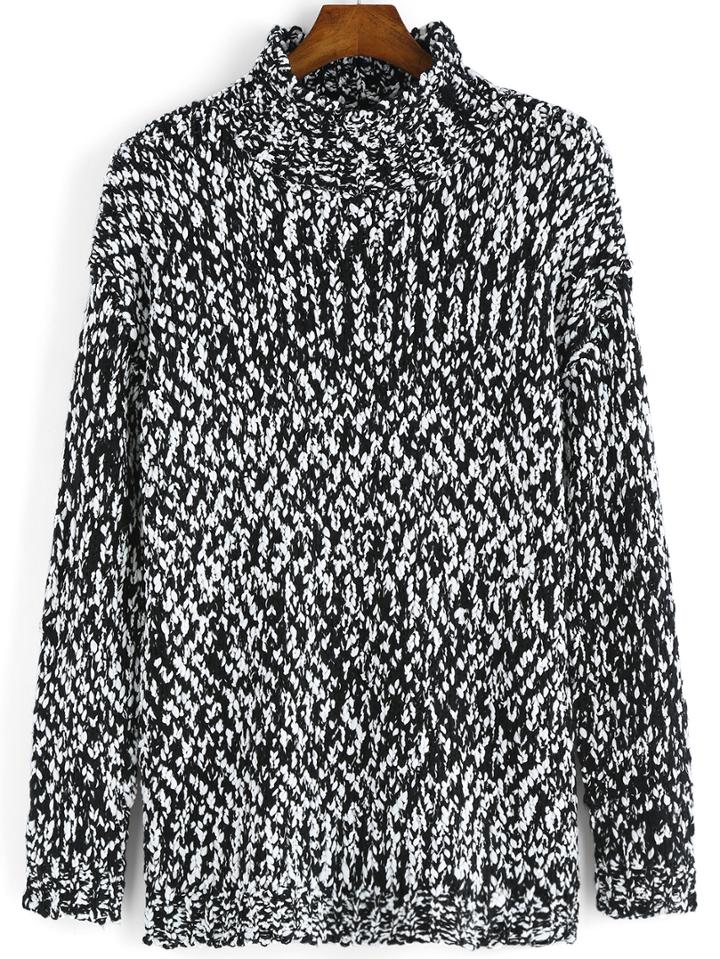 Romwe Polo Neck Long Sleeve Sweater