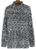 Romwe Polo Neck Long Sleeve Sweater