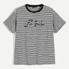 Romwe Guys Letter Print Striped Top
