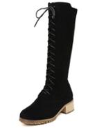 Romwe Black Lace Up Tall Boots