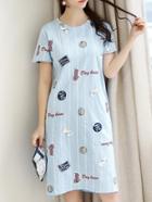Romwe Dog Print Letter Night Dress