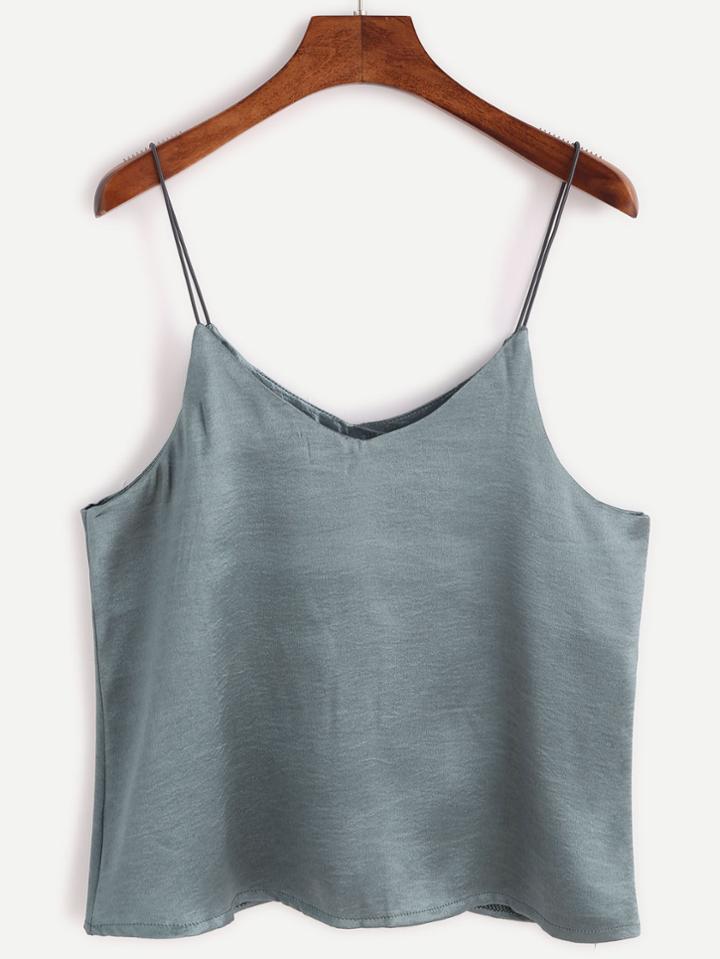 Romwe Grey Swing Satin Cami Top
