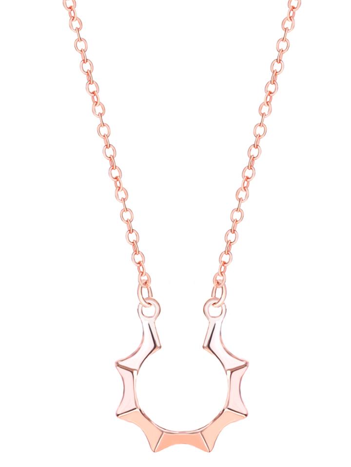 Romwe Gold Plated Hollowed Badge Pendant Necklace