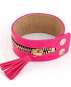 Romwe Red Tassel Zipper Bracelet