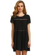 Romwe Black Short Sleeve Shift Dress