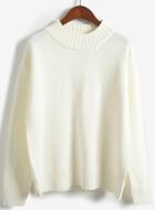 Romwe High Neck Knit White Sweater