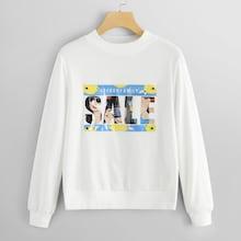 Romwe Round Neck Graphic Pattern Sweatshirt
