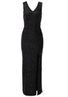 Romwe V Neck Thigh Spilt Hollow Dress