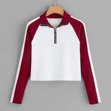 Romwe Quarter Zip Cut And Sew Jumper