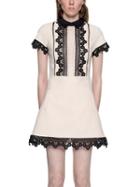 Romwe Apricot Contrast Collar Lace Embellished Dress